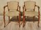 Small Wooden and Velvet Armchairs, Set of 2 1