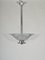 Art Deco French Glass Chrome Ceiling Pendant Light from Atelier Petitot, 1930s 1