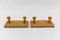 Scandinavian Double Wall Mounted Coat Hooks in Rattan and Wood, 1960s, Set of 2 1