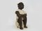 Artiste Malien, Grande Statue Dogon d'Homme Assis, Début 20ème Siècle, Bois & Tissu 3