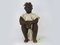 Artiste Malien, Grande Statue Dogon d'Homme Assis, Début 20ème Siècle, Bois & Tissu 1