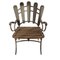 Mid-Century French Brought Iron and Wood Armchair 2