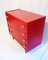 Cassettiera laccata rossa a 4 cassetti, anni '50, Immagine 6