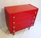 Red Lacquer Chest with 4 Drawers, 1950s 1