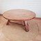 Brutalist Oak Round Tripod Coffee Table, Netherlands, 1970s 1