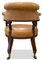 19th Century Cream Leather Buttonback Captains Chair with Brass Studs & Castors, Image 5