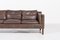 Vintage Scandinavian Three Seat Brown Leather Sofa, 1970s, Image 2