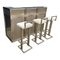 Metalic Modular Bar with Stools, Belgium, 1985, Set of 6 1