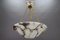 Art Deco White and Black Veined Alabaster and Brass Pendant, 1920 7