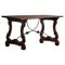 19th Century Brutalist Spanish Table in Oak & Wrought Iron, 1890s 1