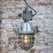 Lampe à Suspension Industrielle Vintage en Verre Clair & en Aluminium Coulé Gris 4