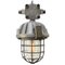 Vintage Industrial Clear Glass & Gray Cast Aluminum Pendant Light 1