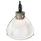 Lámpara colgante industrial vintage de vidrio claro de Holophane, Imagen 3