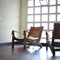 Brutalist Oak and Leather Lounge Chairs, 1960s, Set of 2, Image 10