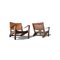 Brutalist Oak and Leather Lounge Chairs, 1960s, Set of 2 13