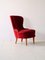 Red Velvet Armchair, 1940s 1