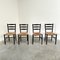 Mid-Century Ladder Back Dining Chairs with Wicker Seats, 1950s, Set of 4 1