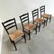 Mid-Century Ladder Back Dining Chairs with Wicker Seats, 1950s, Set of 4 3