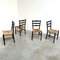 Mid-Century Ladder Back Dining Chairs with Wicker Seats, 1950s, Set of 4, Image 7