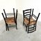 Mid-Century Ladder Back Dining Chairs with Wicker Seats, 1950s, Set of 4 8