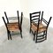 Mid-Century Ladder Back Dining Chairs with Wicker Seats, 1950s, Set of 4, Image 8