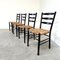 Mid-Century Ladder Back Dining Chairs with Wicker Seats, 1950s, Set of 4 2