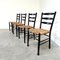 Mid-Century Ladder Back Dining Chairs with Wicker Seats, 1950s, Set of 4, Image 2