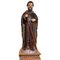 Antique Religious Sculpture of a Saint with Remains of Polychrome and Cane Cross, Spain, 19th Century 1