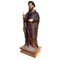 Antique Religious Sculpture of a Saint with Remains of Polychrome and Cane Cross, Spain, 19th Century 3