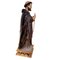 Antike religiöse Skulptur eines Heiligen mit polychromen Überresten und Rohrstockkreuz, Spanien, 19. Jh. 4