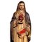 Antica statua religiosa scolpita della Vergine con Sacro Cuore e libro, Spagna, XIX secolo, Immagine 3