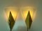 Triangular Glass & Brass Sconces from Hustadt, Germany, 1970s, Set of 2 8