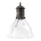Lampade a sospensione vintage in vetro olophane industriale belga in ottone, Immagine 1