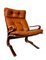 Vintage Scandinavian Cognac Lounge Chair and Foot Stool by Oddvin Rykken, 1960s, Set of 2, Image 9
