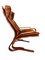 Vintage Scandinavian Cognac Lounge Chair and Foot Stool by Oddvin Rykken, 1960s, Set of 2 10