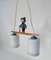 Handcrafted 2-Light Hanging Lamp with Folk Art Sandman Figurine from Erzgebirge, Germany, 1950s 1