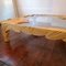 Large Carved Wood Leaves Coffee Table with Glass Top, USA, 1980s 5