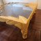 Large Carved Wood Leaves Coffee Table with Glass Top, USA, 1980s 4