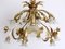 Italian Gold-Plated Metal and Murano Glass Flower Chandelier, 1980, Image 2
