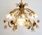 Italian Gold-Plated Metal and Murano Glass Flower Chandelier, 1980, Image 16
