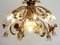 Italian Gold-Plated Metal and Murano Glass Flower Chandelier, 1980 9