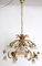 Italian Gold-Plated Metal and Murano Glass Flower Chandelier, 1980, Image 4