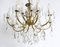 French Brass and Crystal Chandelier, 1950s, Image 3
