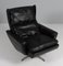 Drehbarer Sessel mit Fußhocker aus schwarzem Leder von Georg Thams, 1960er, 2er Set 6