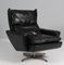 Drehbarer Sessel mit Fußhocker aus schwarzem Leder von Georg Thams, 1960er, 2er Set 5