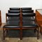 Teak and Black Vinyl Dining Chairs attributed to McIntosh, 1960s, Set of 6, Image 4