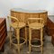 Tiki bar vintage in bambù con due sgabelli da bar attribuito a J. Burdekin, anni '60, set di 3, Immagine 3