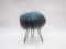 Vanity Stool with Blue Sheepskin Top and Hairpin Legs, 1950s 8