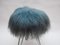 Sgabello Vanity con ripiano in pelle di pecora blu e gambe a forcina, anni '50, Immagine 11