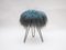 Vanity Stool with Blue Sheepskin Top and Hairpin Legs, 1950s 4